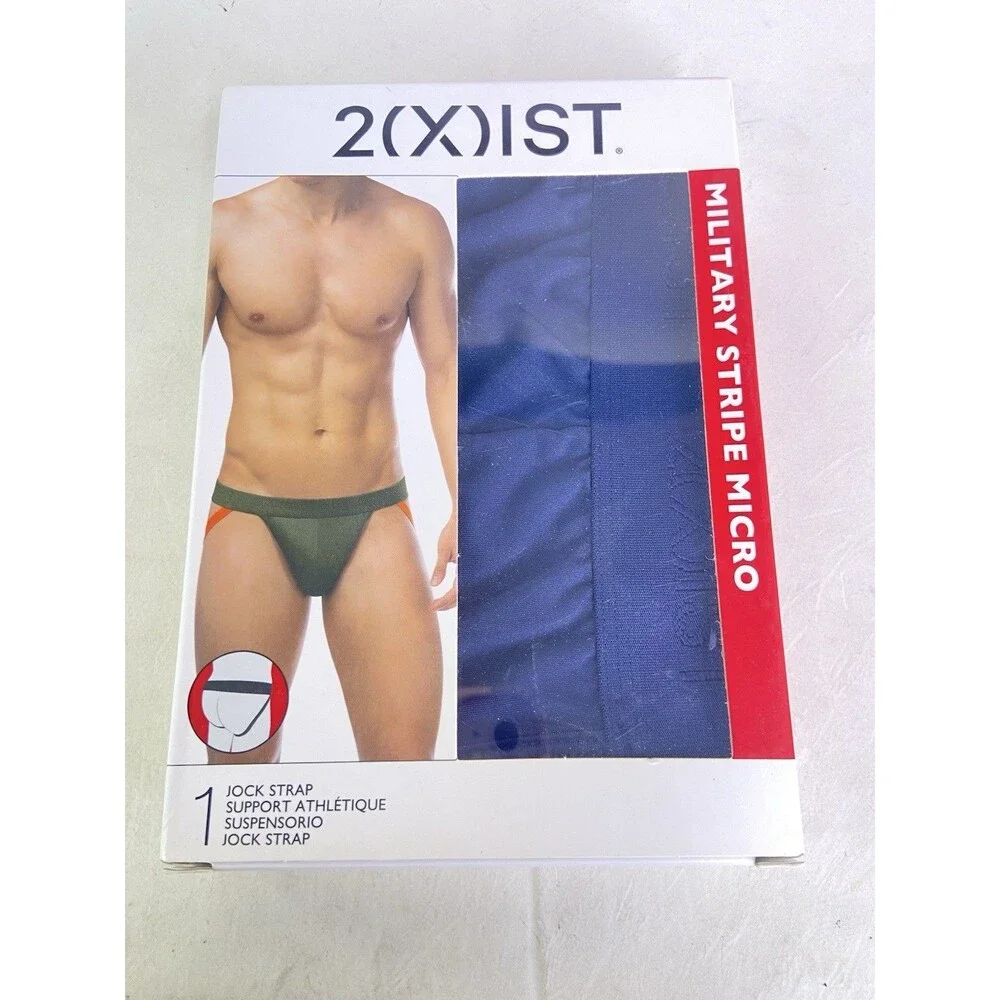 2xist Military Stripe Micro Jockstrap Underwear Blue Green Mens Size L